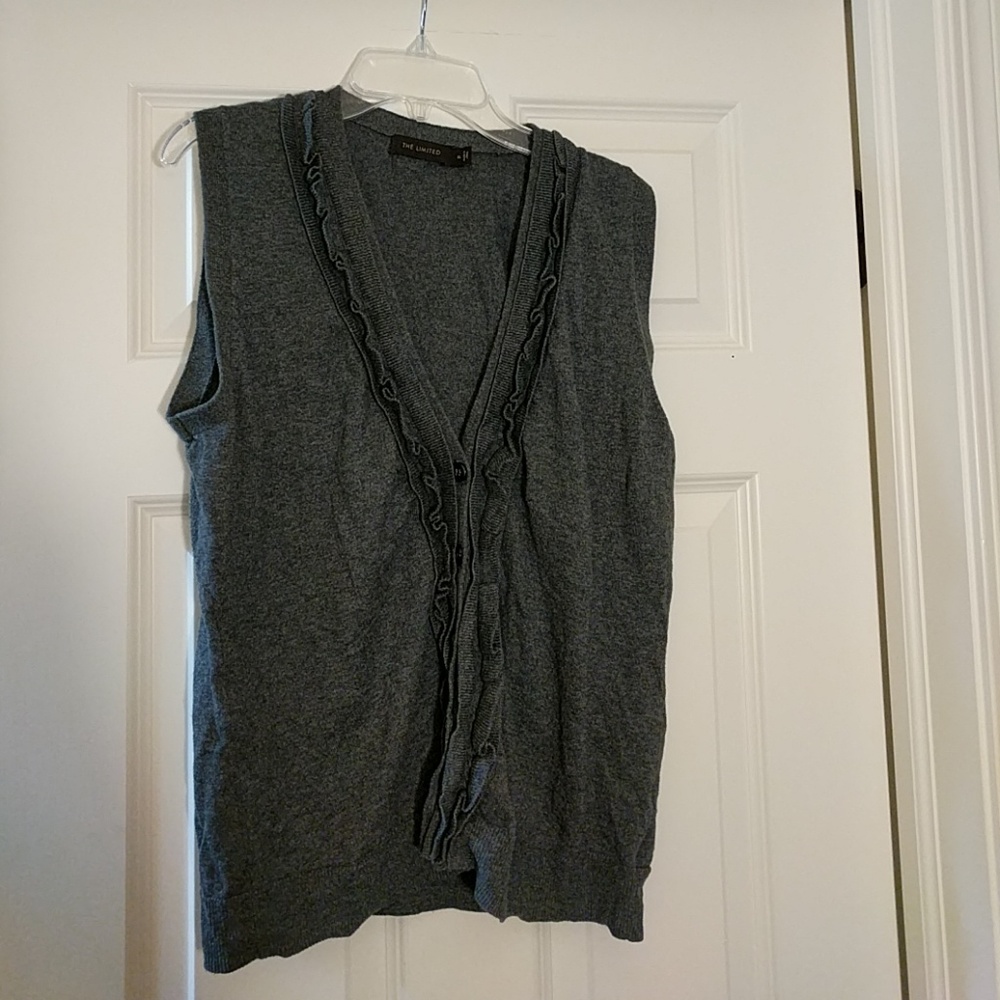 The Limited gray ruffled vest